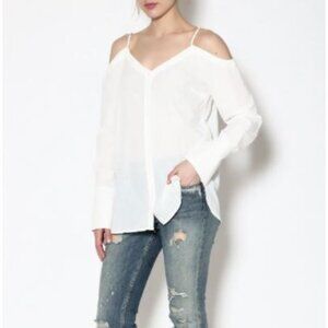 ESSUE WHITE BUTTON-DOWN TOP